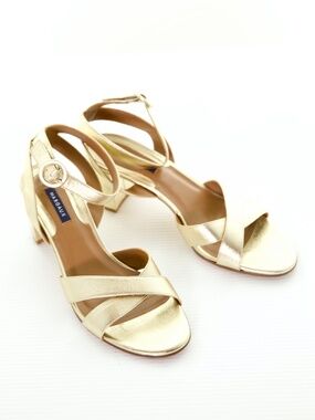 Margaux The City Gold Nappa Leather Sandals Womens 43.5 (US 12.5) Strappy Heels